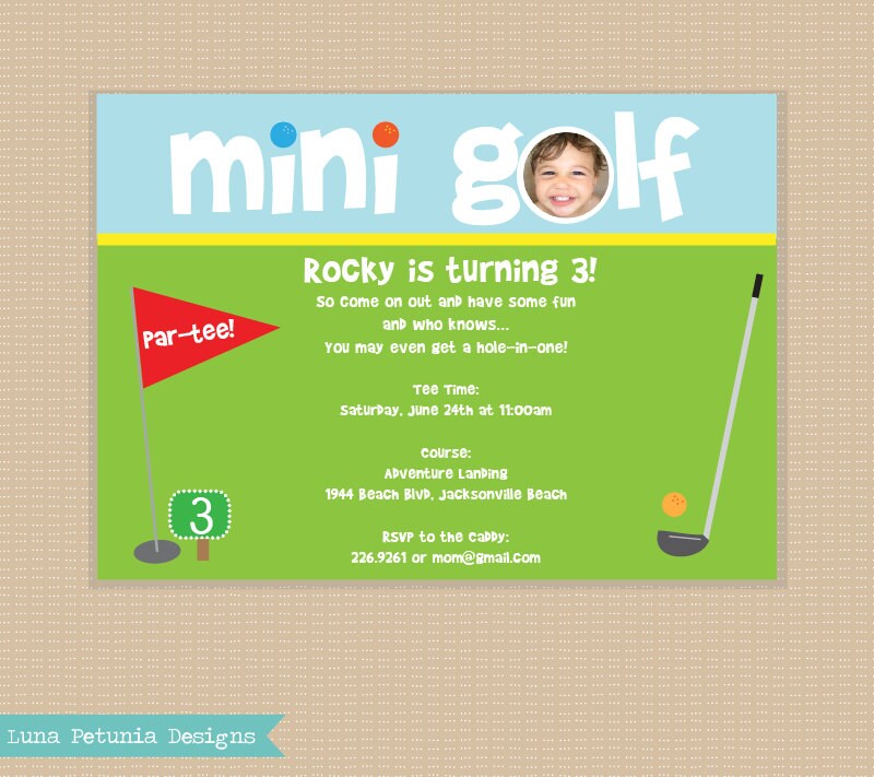 Mini Golf . Birthday Party Invitation . Any by LunaPetuniaDesigns