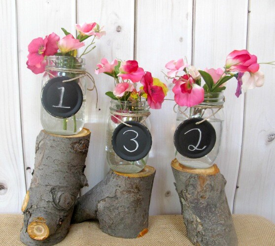 Rustic Wedding Table Numbers Mason Jar Wedding Centerpieces, Rustic Barn Wedding, Vintage Mason Jar Vases Bridal Baby Shower, SET OF 10