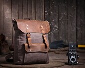 Earthy Brown Backpack in a Canvas Leather Fusion, Student/College Bag, fits as a computer case for 15" Laptops - VibrantLeathers