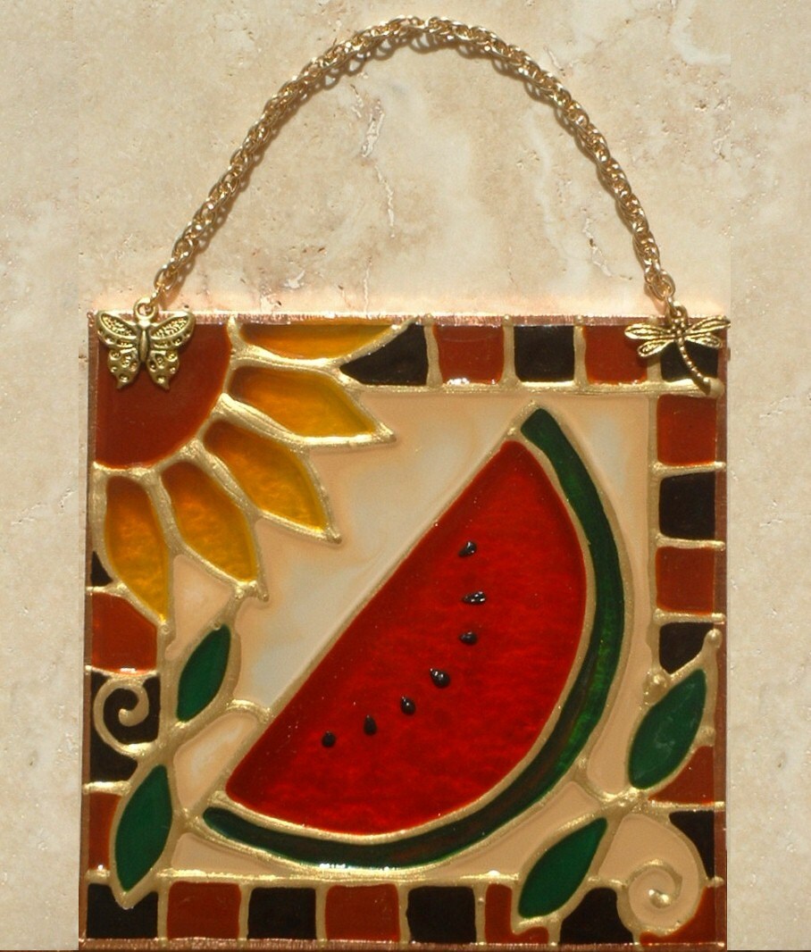 Watermelon Art Stained Glass Panel Watermelon Kitchen