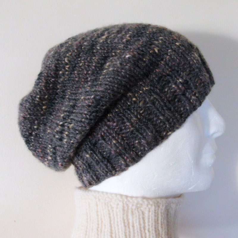 Knit PATTERN pattern  straight needles Pattern Mans Beanie on hat beanie on Hat Slouchy Handknit Straight Easy