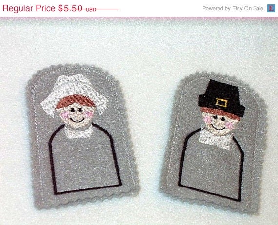 END OF YEAR Thanksgiving Pilgrim boy and girl finger puppets Set of 2 Il_570xn