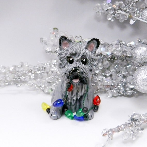 cairn terrier gray christmas ornament figurine by cairn terrier gray christmas ornament figurine by