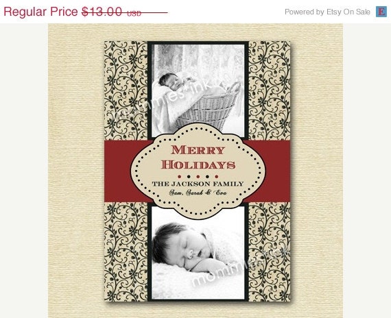 HOLIDAY SALE 10% off Antique Holiday - Printable Holiday Photo Card Design Il_570xn