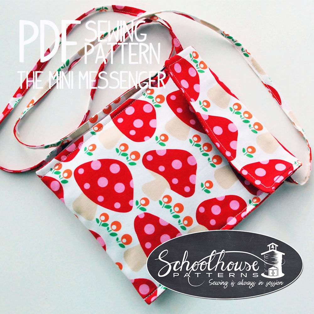 Mini messenger bag sewing pattern purse by SchoolhousePatterns