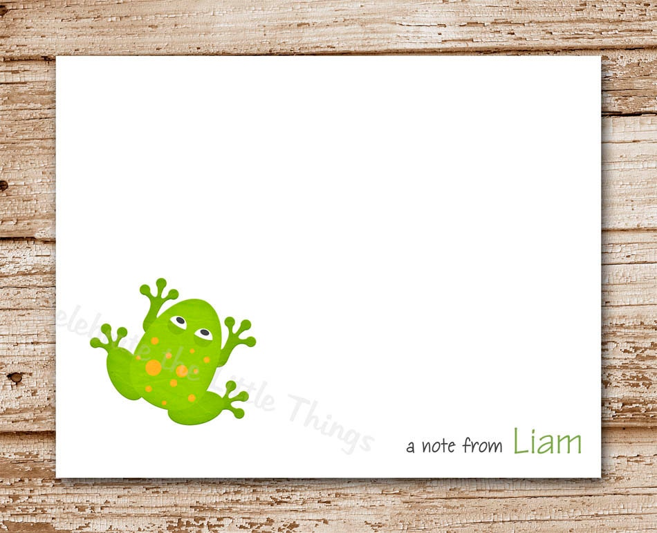 Set of 8 / Frog Note Cards / Personalized Stationery / Notecards / Bullfrog Il_570xn