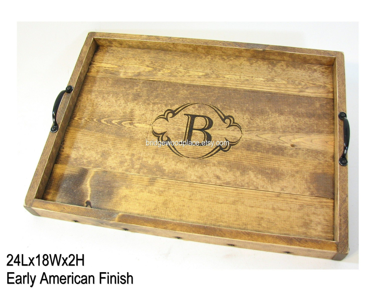 Ottoman Tray Large Wooden Coffee Table Tray by BridgewoodPlace