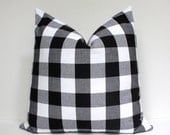 Modern Plaid Check Gingham Designer Pillow Cover 18 Black White Accent Throw Cushion tartan farmhouse country cabin rustic holiday - WhitlockandCo