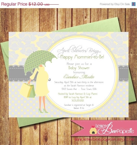 ON SALE April Showers Gender Neutral Baby Shower Invitation - Printable Digital Invite - Choose Your Umbrella Color - Fall Showers - Baby S Il_570xn