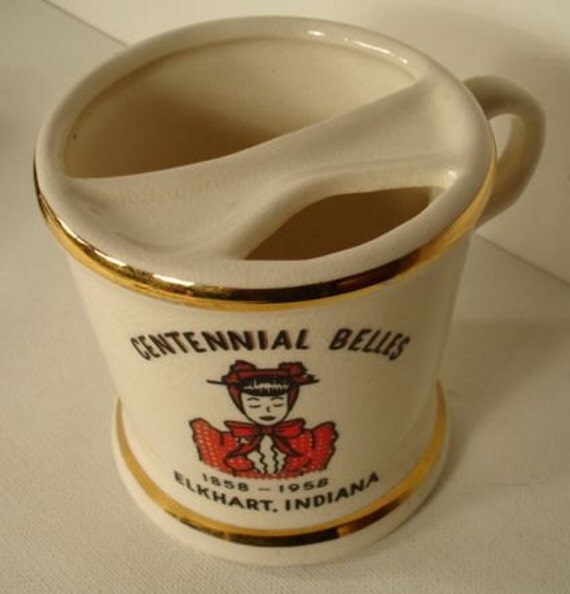 Moustache Belles   1858 mustache cups Cup 1958 Elkhart Vintage Mug to Centennial vintage
