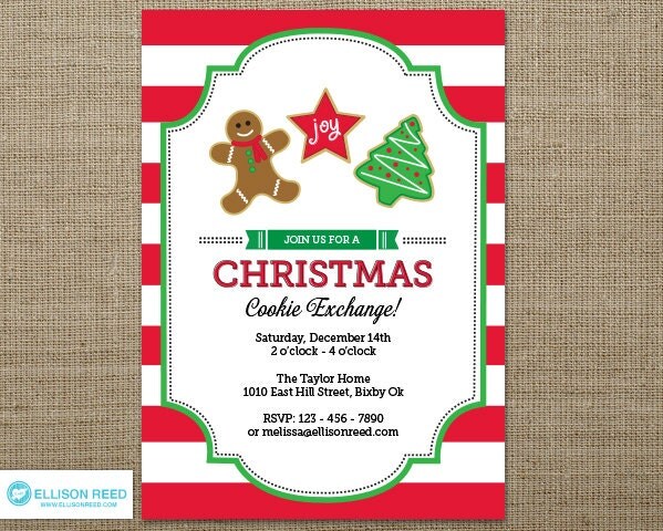 Christmas Cookie Invitation - Cookie Exchange Invitation - Christmas Party Invitation - Cookie Swap - Holiday Party Invitation - DIY Il_570xn
