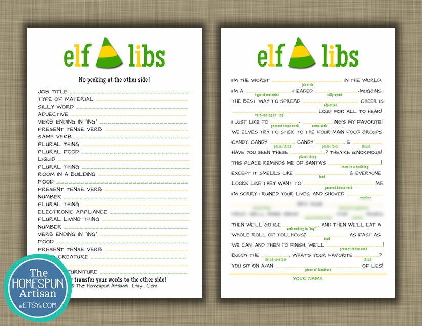 items similar to elf christmas mad libs holiday party items similar to elf christmas mad libs holiday party