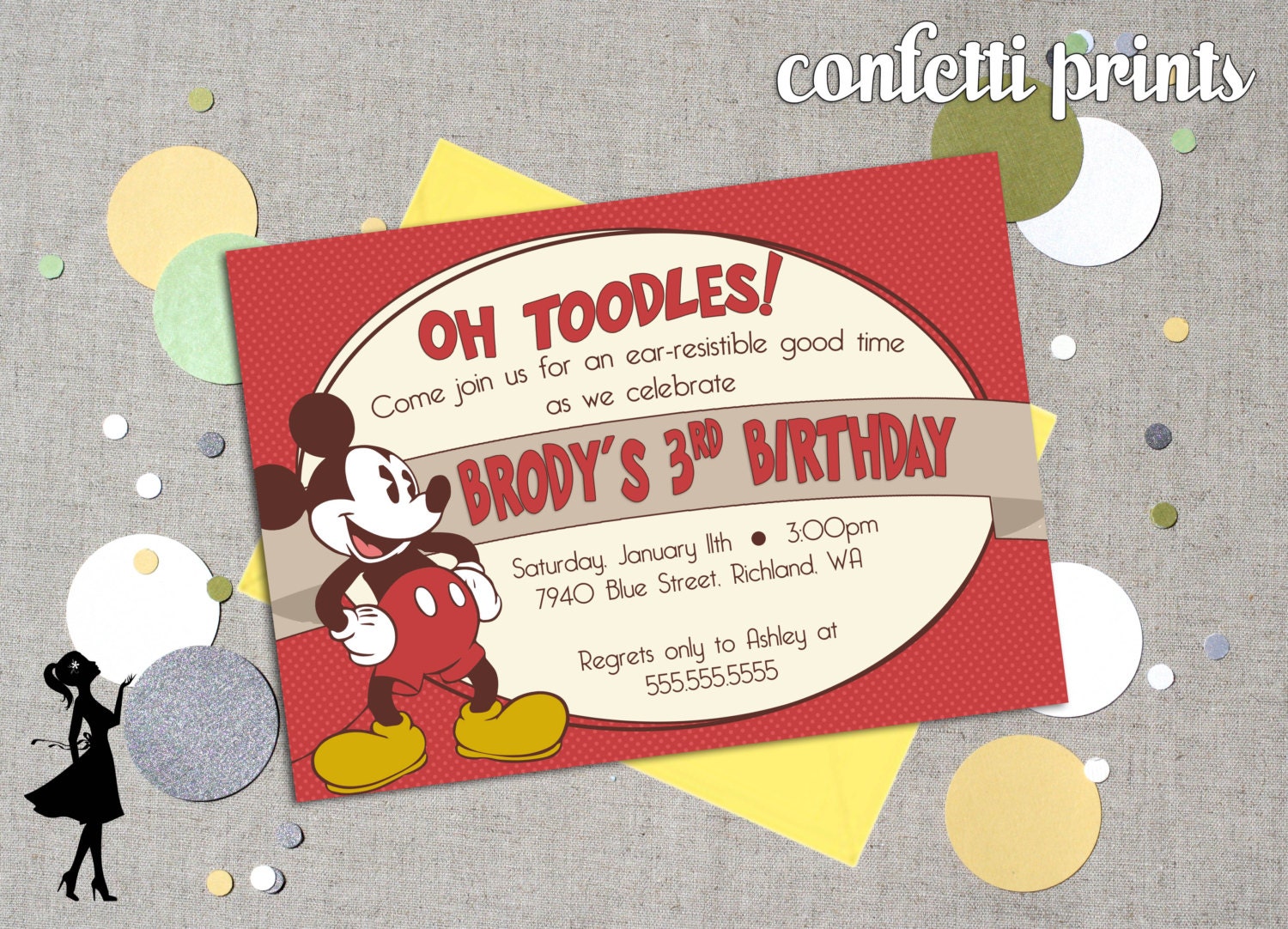 MICKEY MOUSE Birthday Invitation Printable Il_570xn