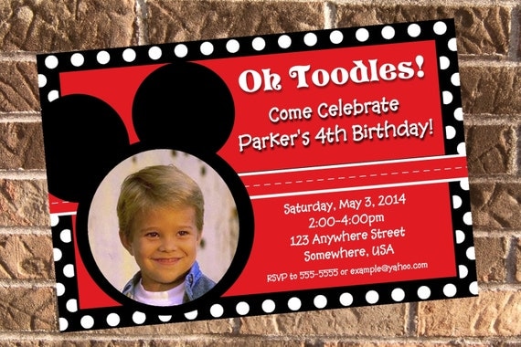 Mickey Mouse Inspired Birthday Party Photo Invitation Il_570xn