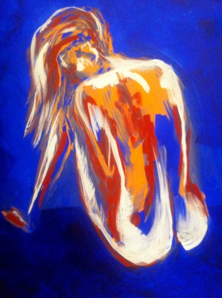 Original Acrylic Painting X Alone Figurative Nude