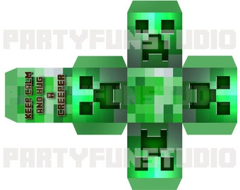 Minecraft Creeper Cube 3d - Minecraft Printable , Creeper Party 