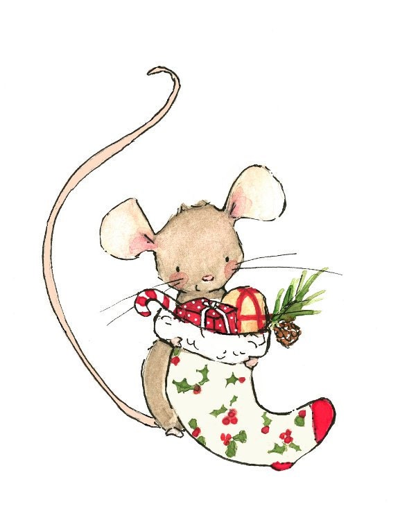Holiday Decor MERRY MOUSE Art Print by trafalgarssquare on ...