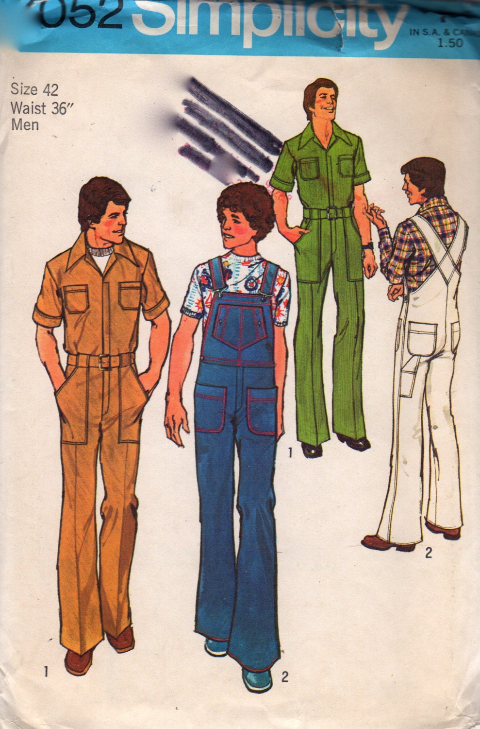 Simplicity 7052 1970s Mens Bib Overalls Pattern by mbchills