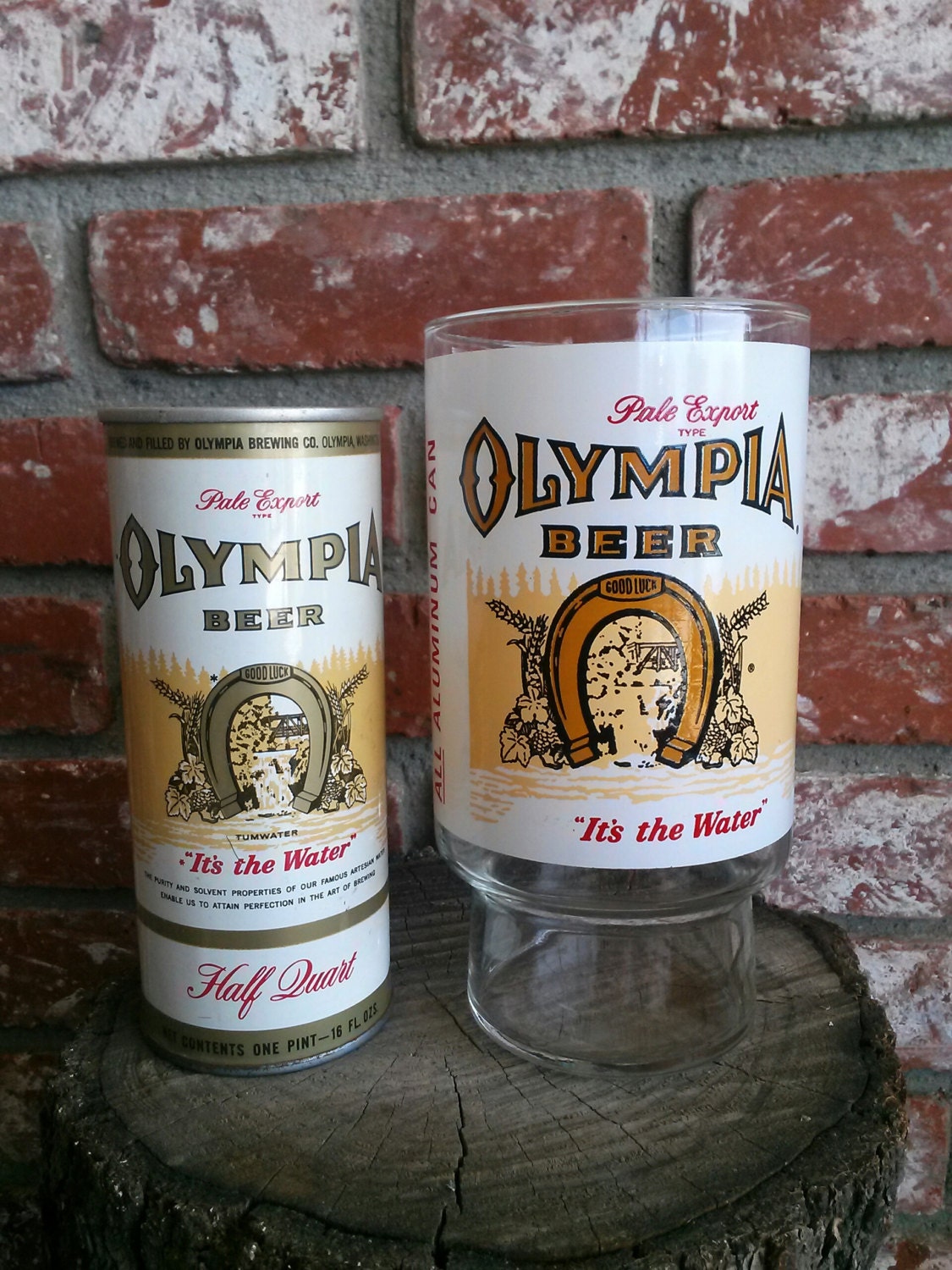 Vintage Olympia Beer Jumbo Drinking Glass