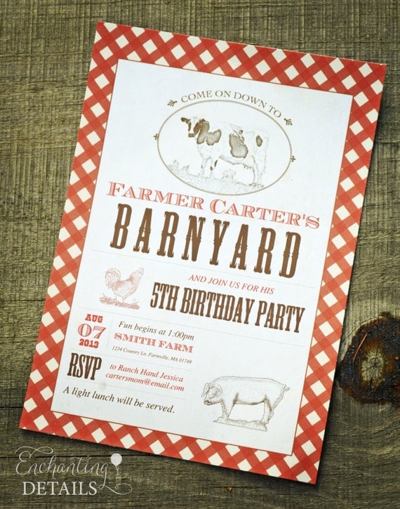INSTANT DOWNLOAD Barnyard Printable Invitation- DIY/Customize Editable in Adobe Reader Il_570xn