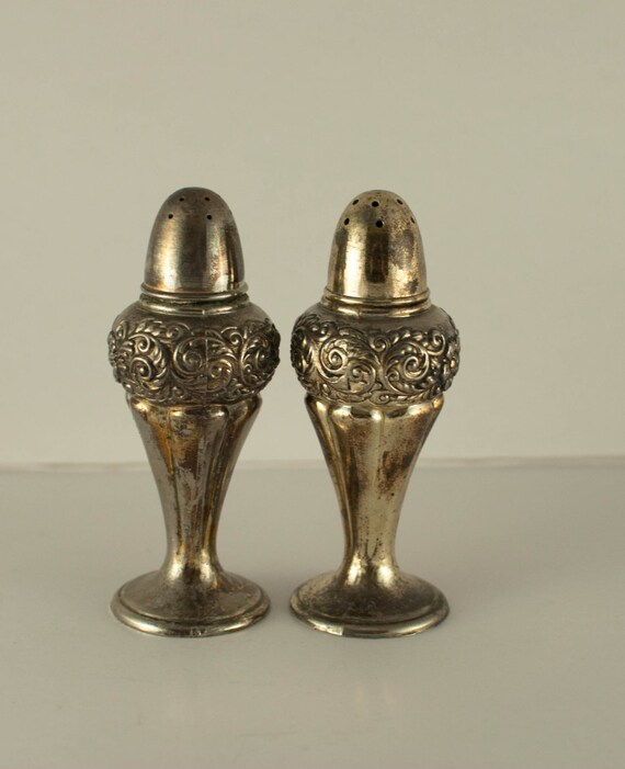 Vintage silver metal salt and pepper shakers by JessFindsVintage