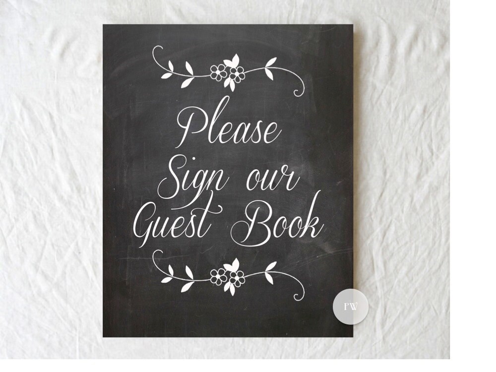 Chalkboard Wedding Sign Print - Guest Book / PhotoBooth / Gift Table - READY TO SHIP