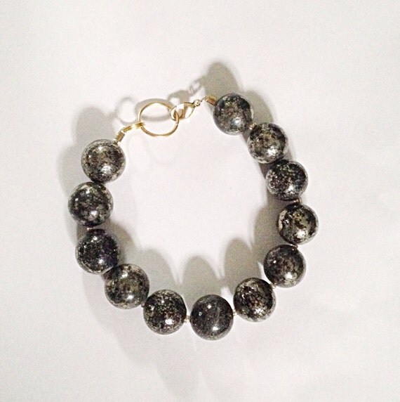 Large Pyrite Bead Bracelet by SoteloStones on Etsy
