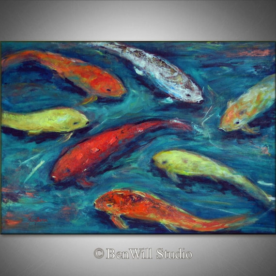 Original KOI FISH Art Large Abstract Impressionism by benwill