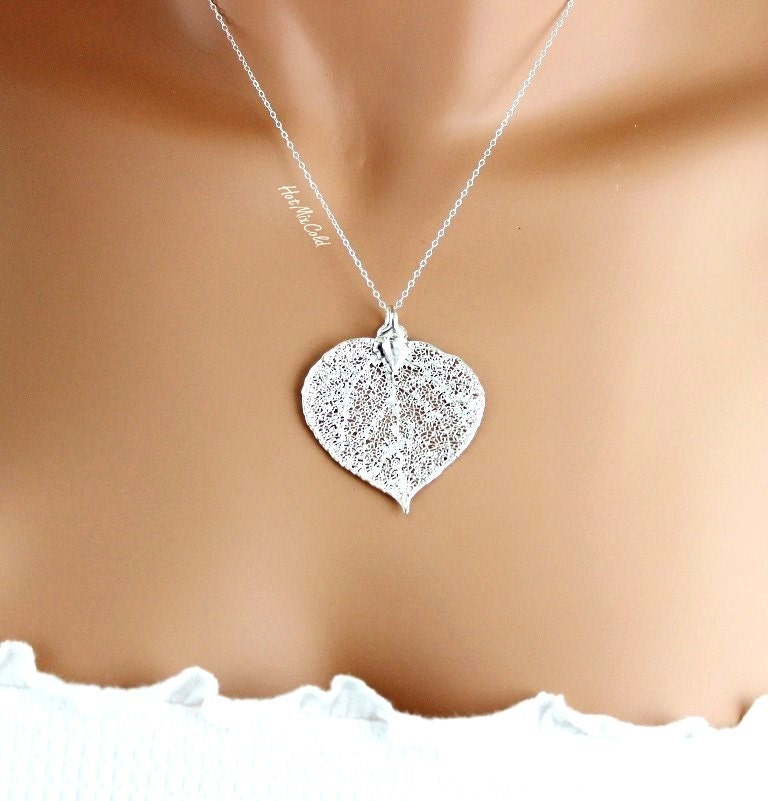 silver aspen leaf pendant real aspen leaf necklace by silver aspen leaf pendant real aspen leaf necklace by