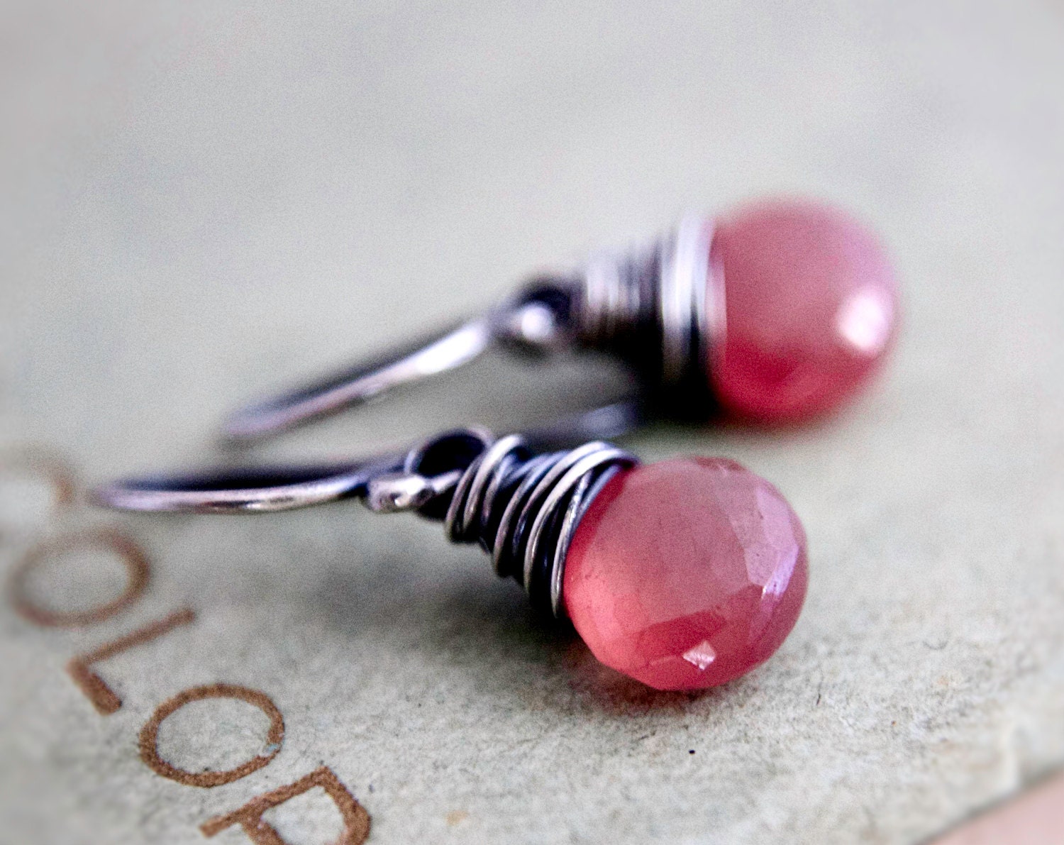 Black Friday Sale Strawberry Earrings Pink Drop Dangle Earrings Rhodochrosite Gemstone Jewelry For Her - PoleStar