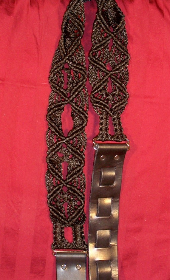 Macrame Black Cord Guitar Strap by SeptembersChildArt on Etsy