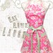Pink Green floral Apron, Pink Peonies on Pink