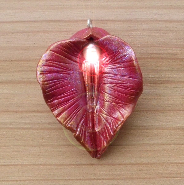 Gorgeous Pearlescent Rose Vagina Pendant Vulva Yoni Vagina