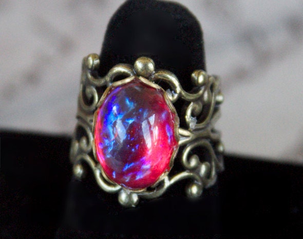 Opal Ring Dragon's Breath Opal Vintage Glass By PinaforeLane