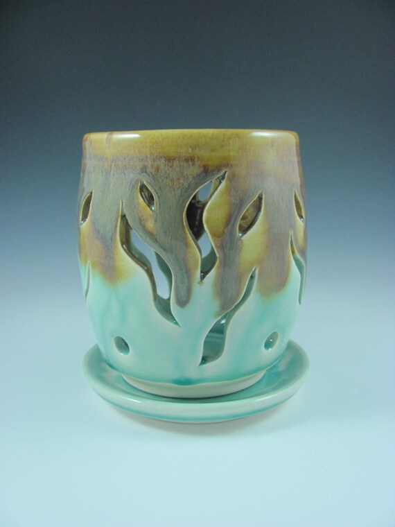 Spring Orchid Planter Flower Pot Ceramic in by ShadyGrovePottery