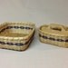 CUSTOM LISTING for Janet - 2 Baskets with Wood Bases, Navy Blue Accent Weaving