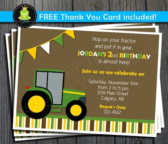 Tractor Birthday Invitation - Includes FREE Thank You Card Il_570xn