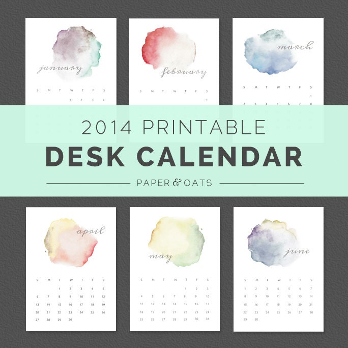 Printable Monthly Desk Calendar 2014 | printable 2014 desk or wall calendar planner pdf by Printable Monthly Desk Calendar 2014 | printable 2014 desk or wall calendar planner pdf by