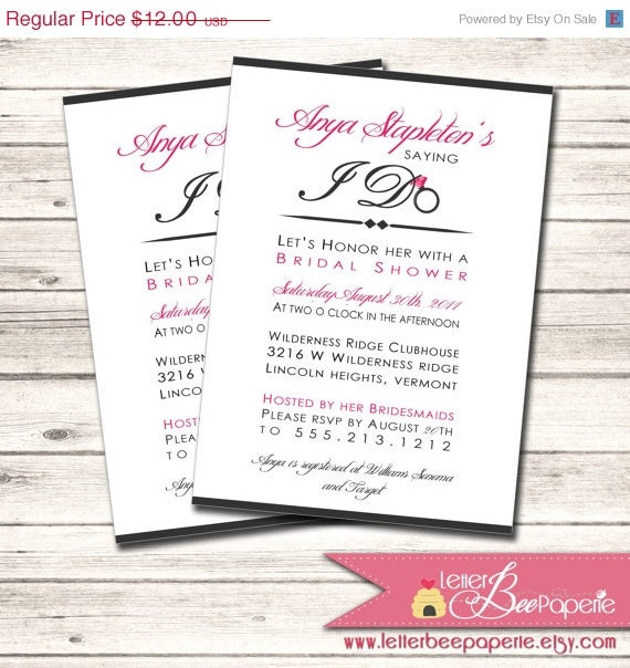ON SALE Bridal Shower Invitation - Custom Order to Match the Bride's ...