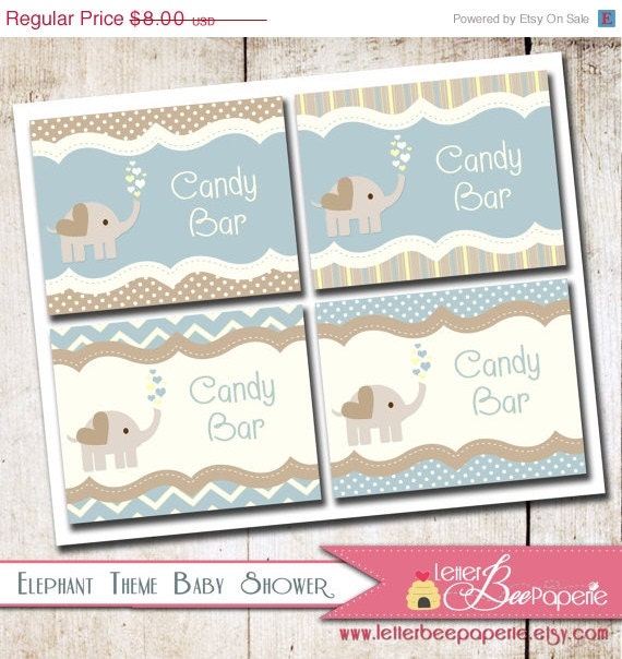 ON SALE Baby Elephant Food Labels / Tents for Baby Showers - Birthday Parties - DIY Printable Decorations - Choose Your Colors - Boy/Girl/N Il_570xn