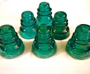 Custom Antique Aqua Glass Insulator Lights - Large Insulator pendant lights in Green/Blue Aqua pendant lights Aqua lights green insulator - DivineDiscoveries
