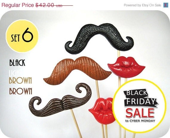 Black Friday Sale Plastic Mustaches And Lips On Sticks Set Of 6 Multicolor And Mix Style