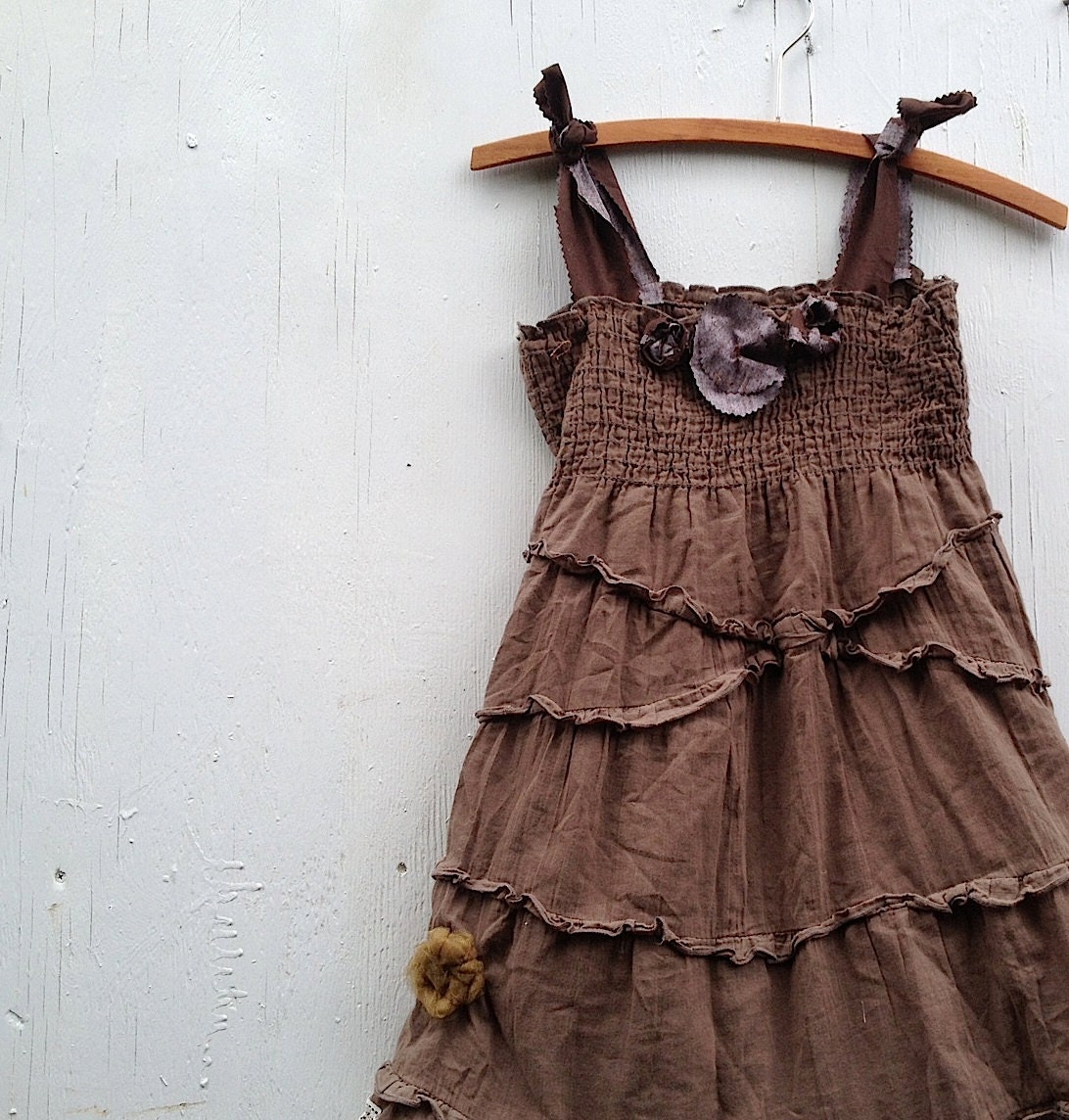 Winter holiday cocoa coffee brown prairie girl Baby doll rustic boho sweet shabby ruffles party blouse lace top - kateblossom
