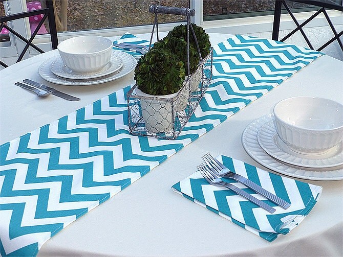 Party teal runners Birthday Runners table for Decor, Chevron Wedding Parties, Teal Table