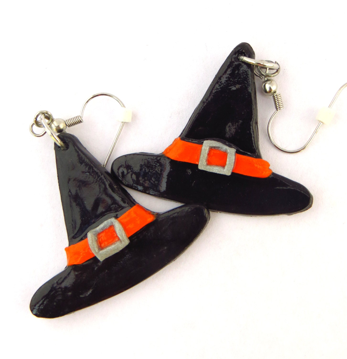 Polymer clay: witch hat earrings - CharminglyTiny