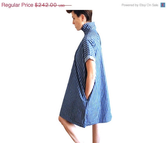 Shirt dress- denim dress- Short blue dress- high neck dress - StellaandLori