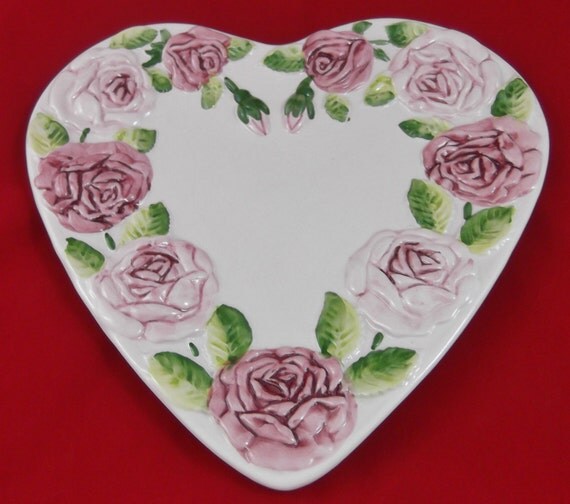 Vintage Decorative Heart Shaped Plate with by SusieSellsVintage