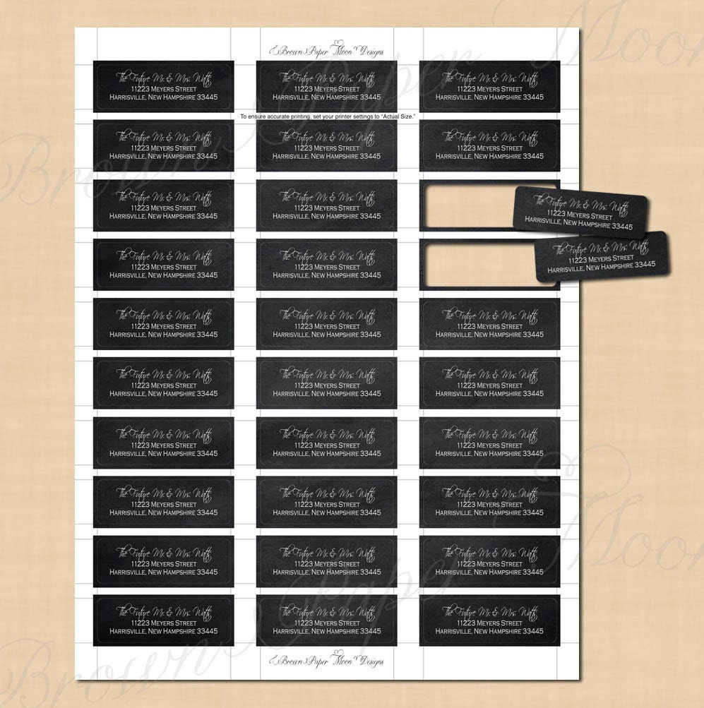 Chalkboard Editable Return Address Labels Fits Avery Template 8257 