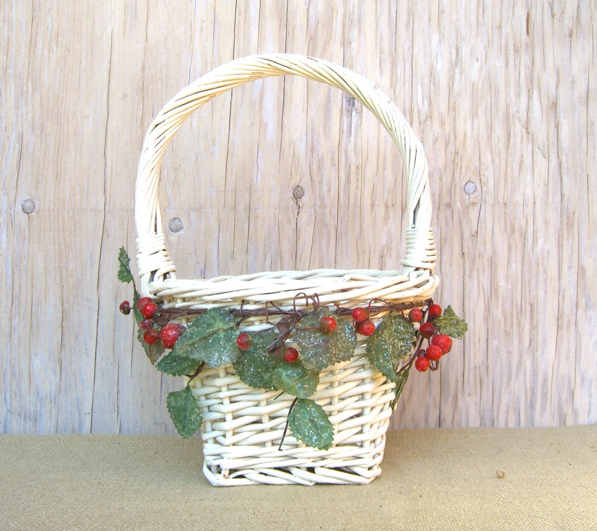 Flower Girl Basket Winter Christmas Wedding by sparkleandtwig