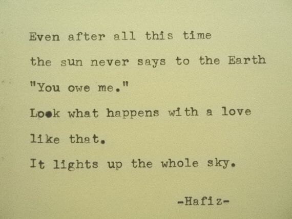 HAFIZ Love Poem Hafiz Quote Hand Typed Quote Made with Vintage ...